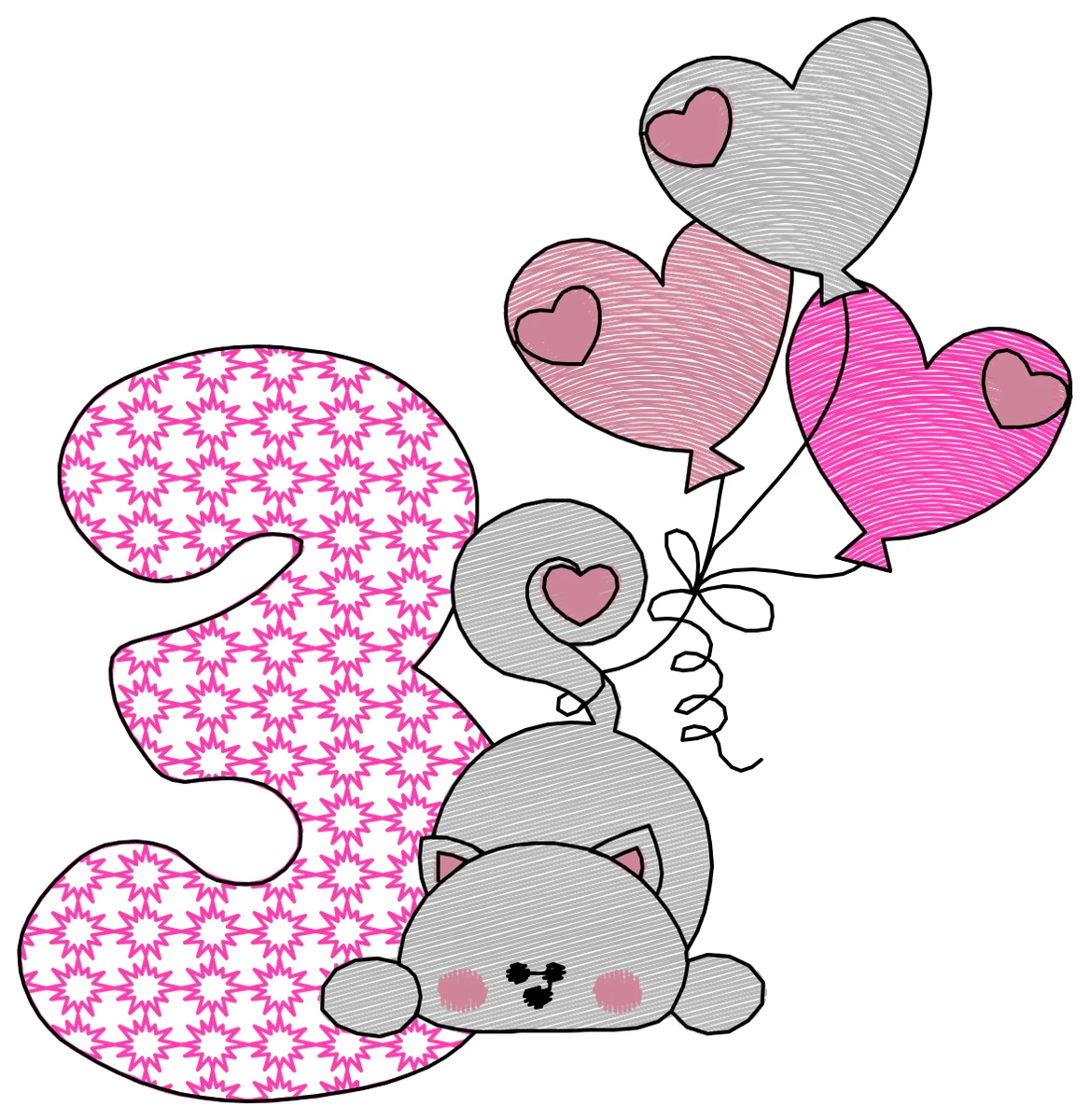 Cat Ballons nakış modeli
