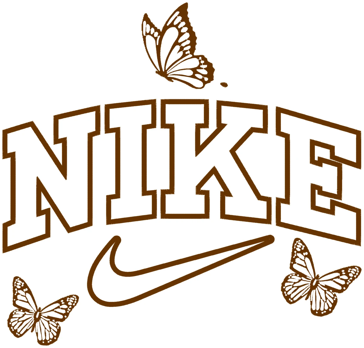 Nike Swoosh ve Kelebekler nakış modeli