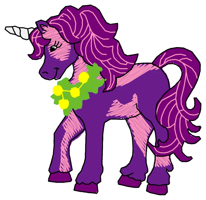 Çiçekli Mor Unicorn nakış modeli