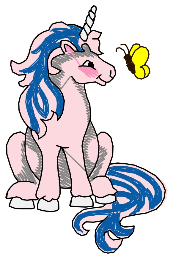 Kelebekli Beyaz Unicorn nakış modeli