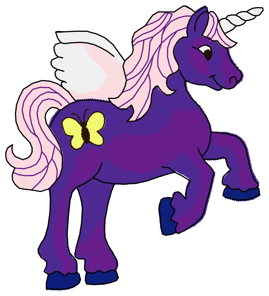 Kanatlı Mor Unicorn nakış modeli