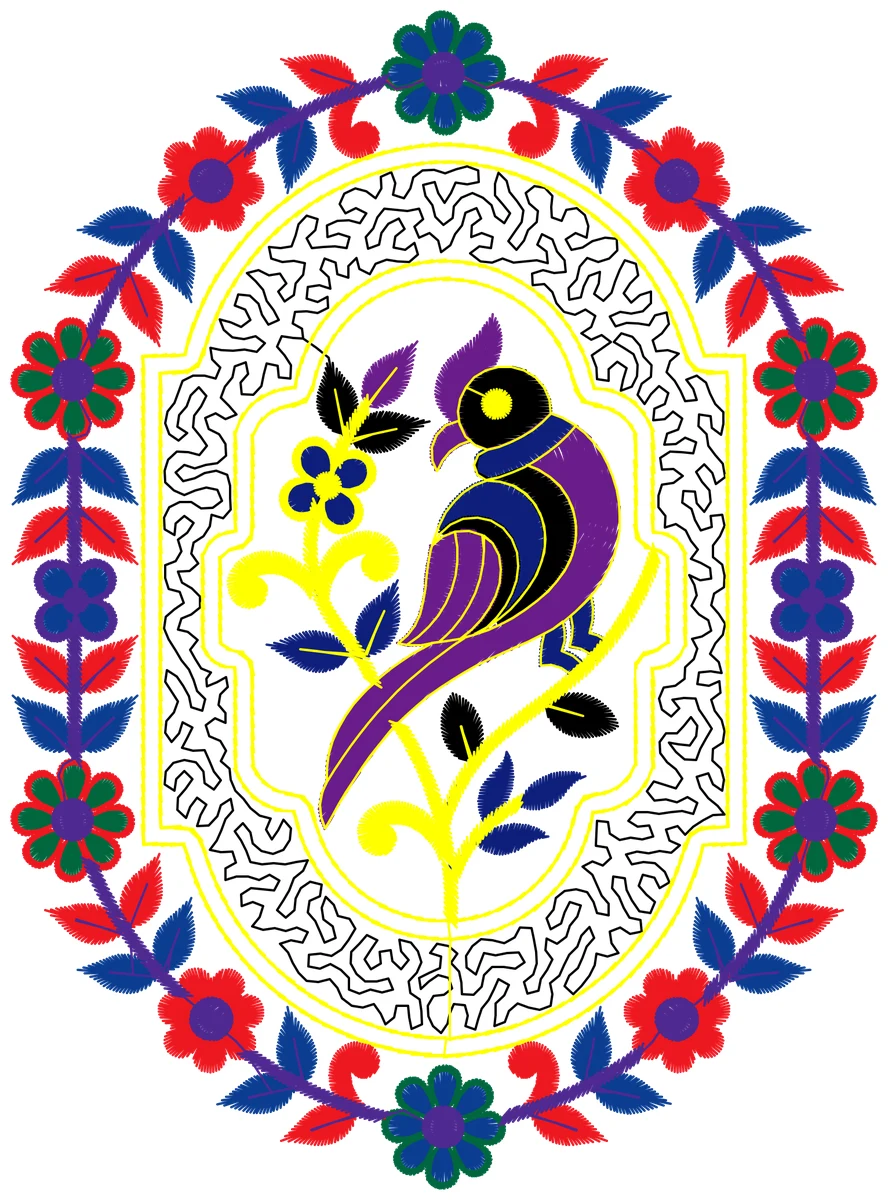 Oval Çiçekli Dekor Motifi nakış modeli