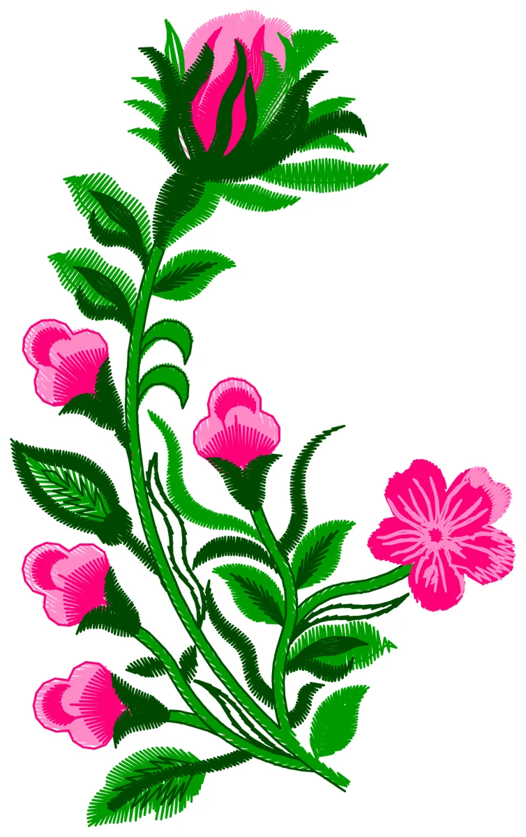 Pembe Çiçek Dalı nakış modeli